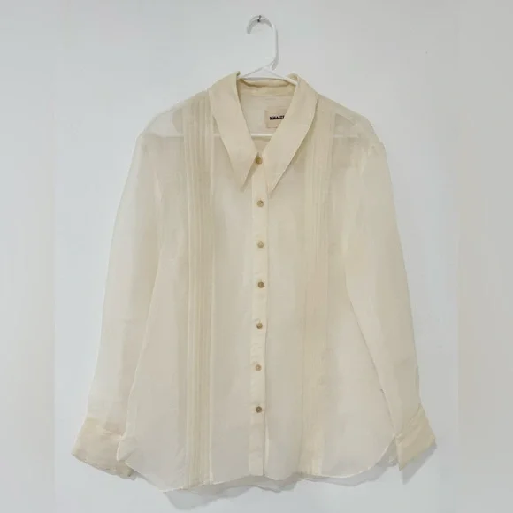 KHAITE The Noir Silk Shirt in Cream - Picture 5 of 10